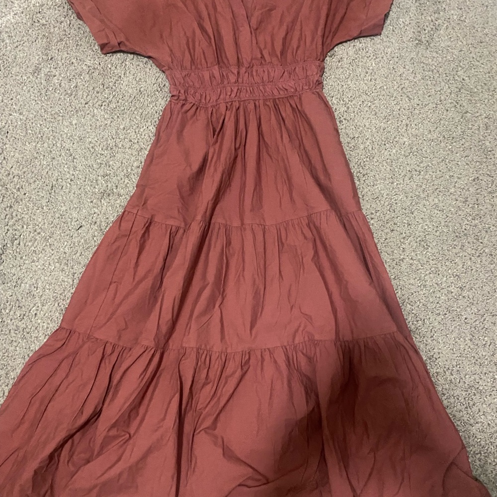 Anthropologie Rust Tiered Shirt Dress - Picture 5 of 10